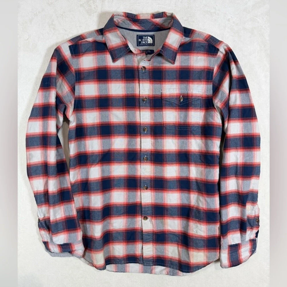 The North Face Size Small Navy and Red Plaid Checkered Shirt